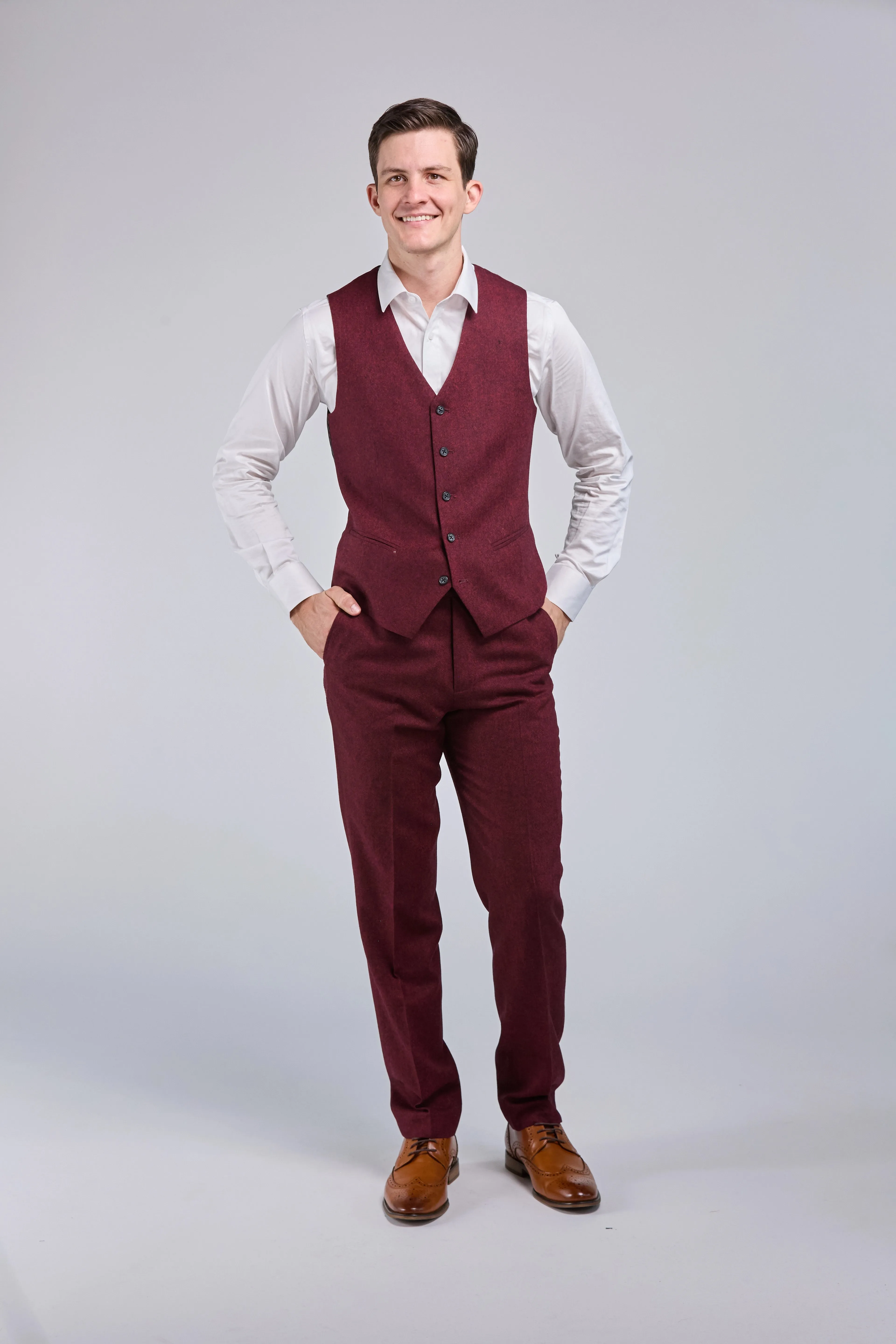 Red Classic Tweed 3 Piece Suit