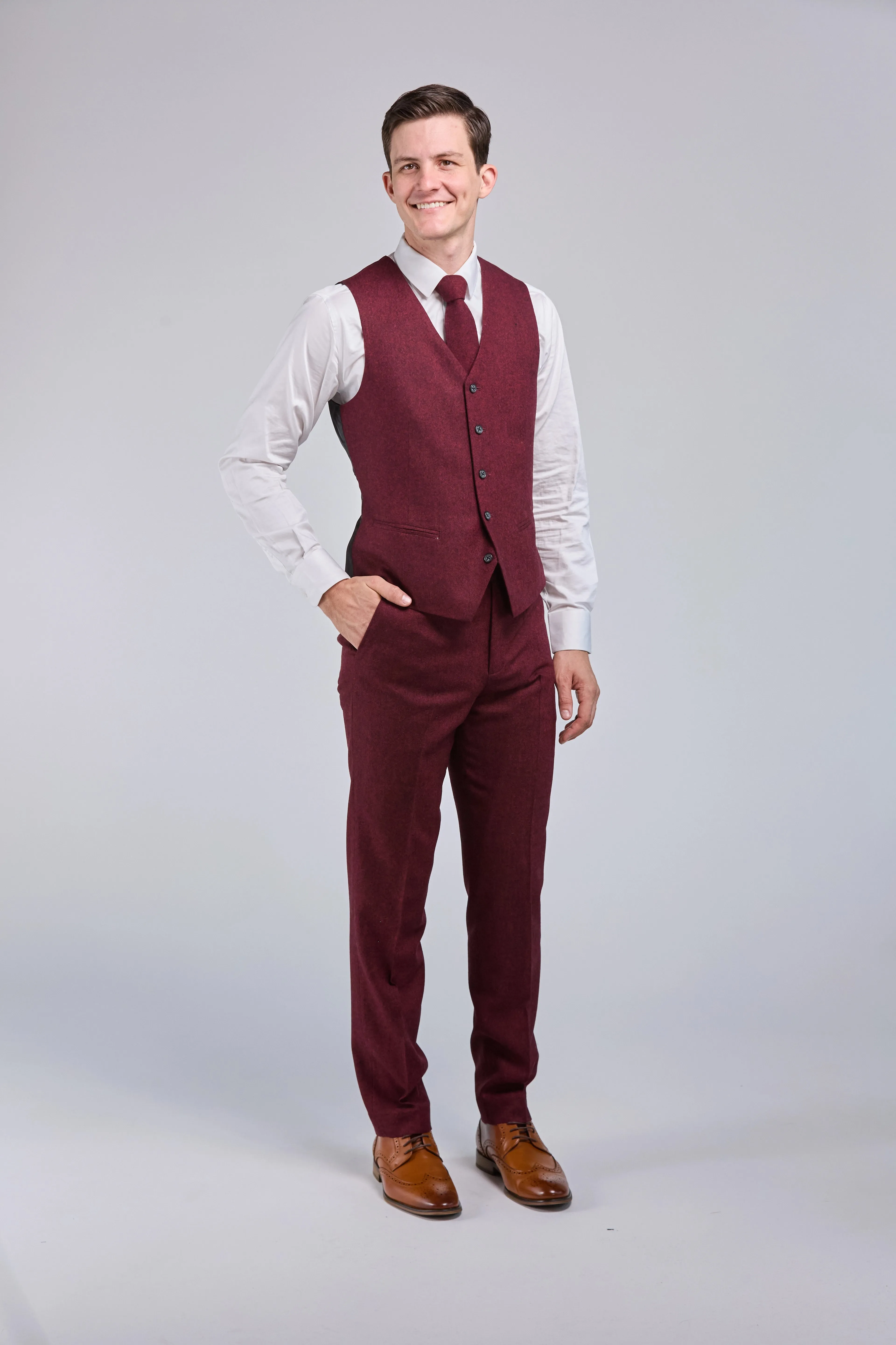 Red Classic Tweed 3 Piece Suit
