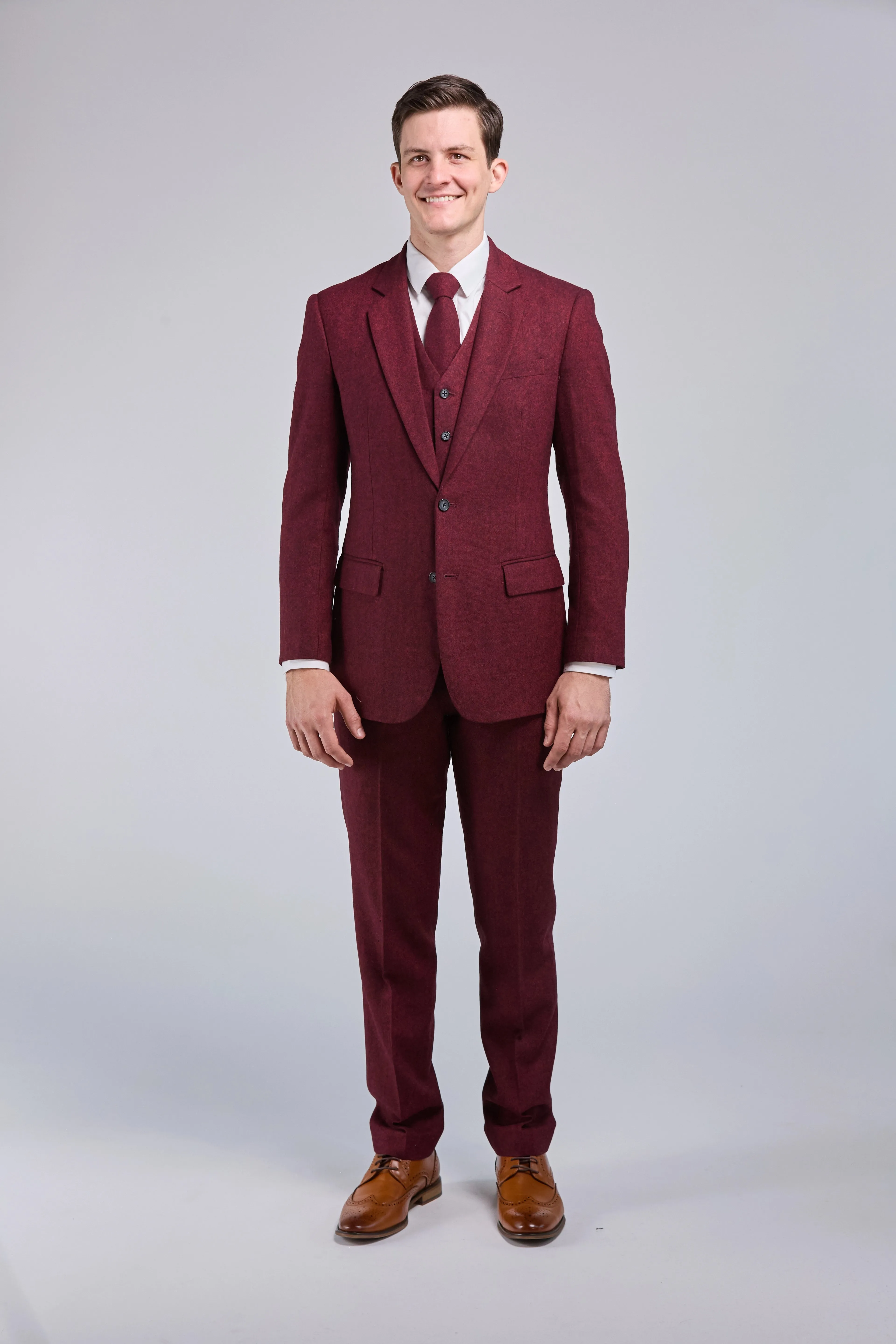 Red Classic Tweed 3 Piece Suit