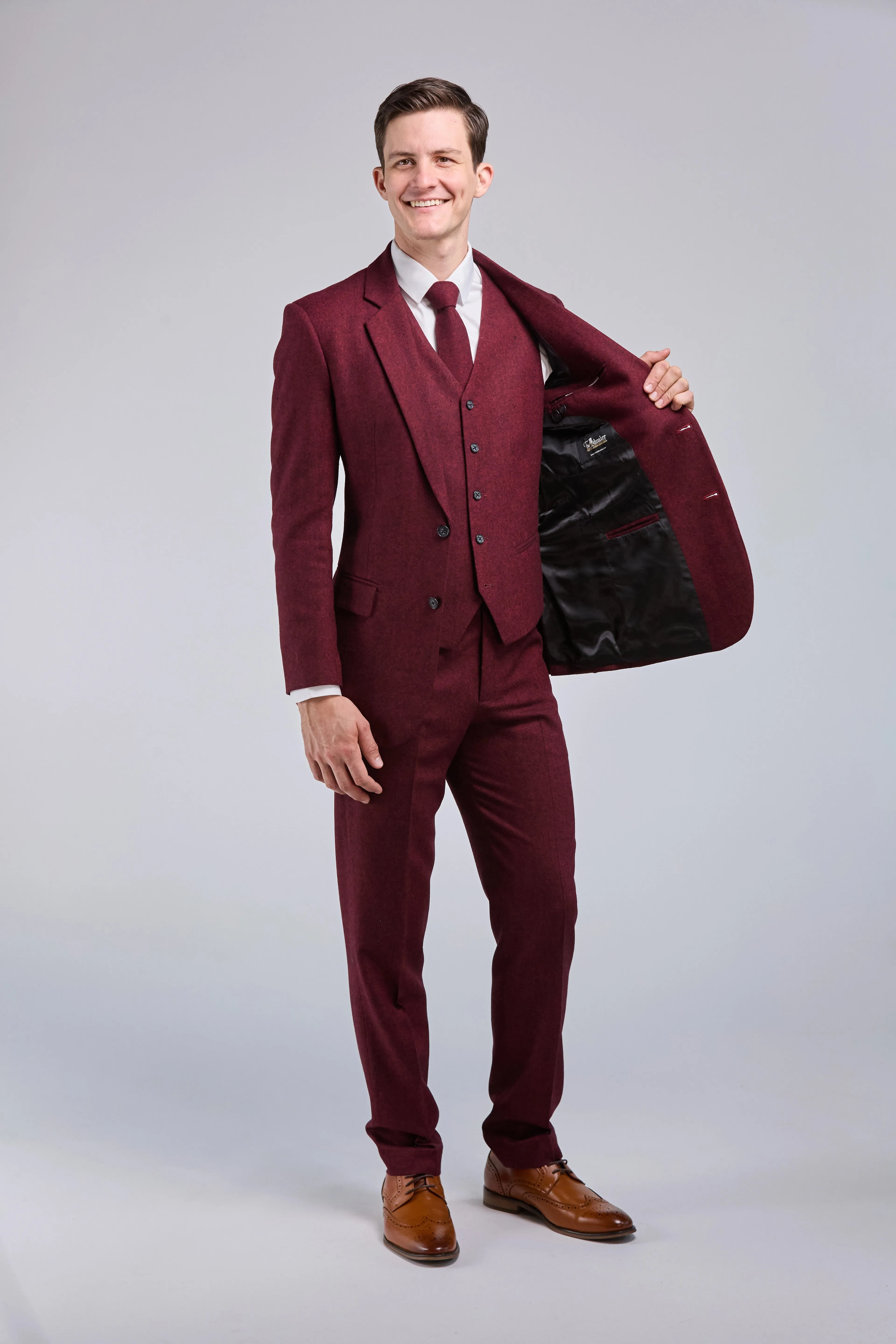 Red Classic Tweed 3 Piece Suit