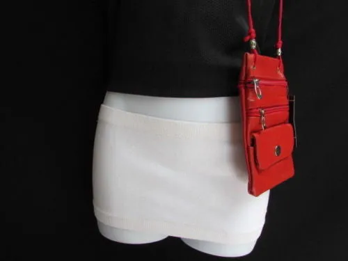 Red Genuine Leather Crossbody Traveling Bag