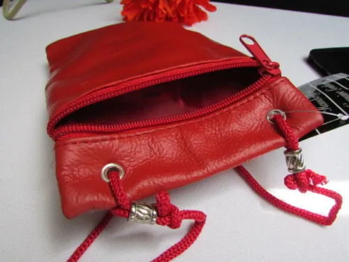 Red Genuine Leather Crossbody Traveling Bag