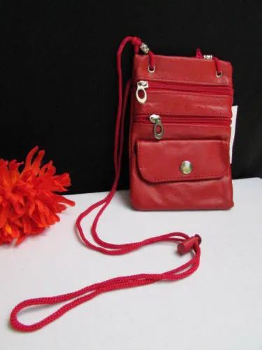 Red Genuine Leather Crossbody Traveling Bag