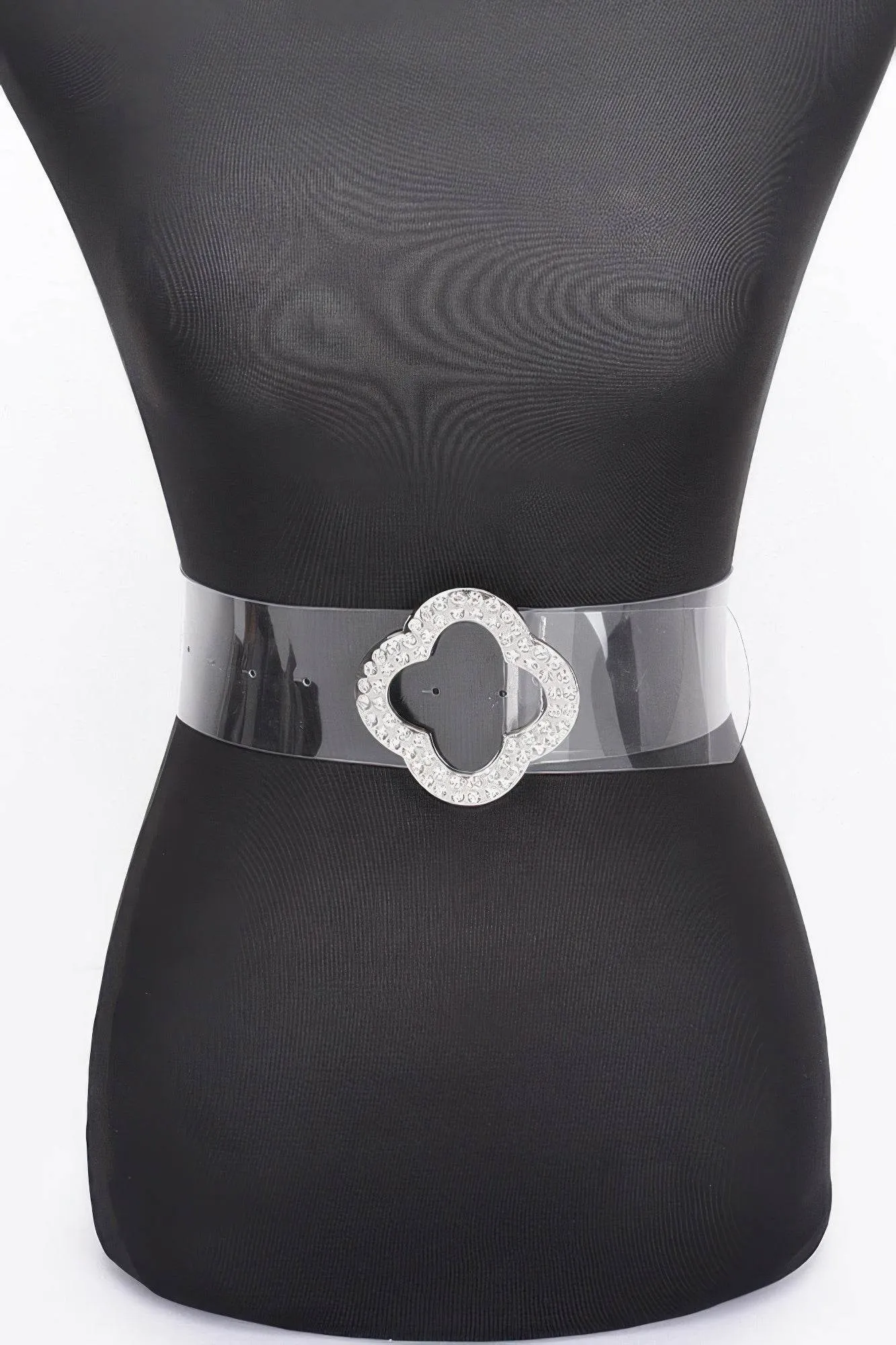 Rhinestone Metal Buckle Clear Belt