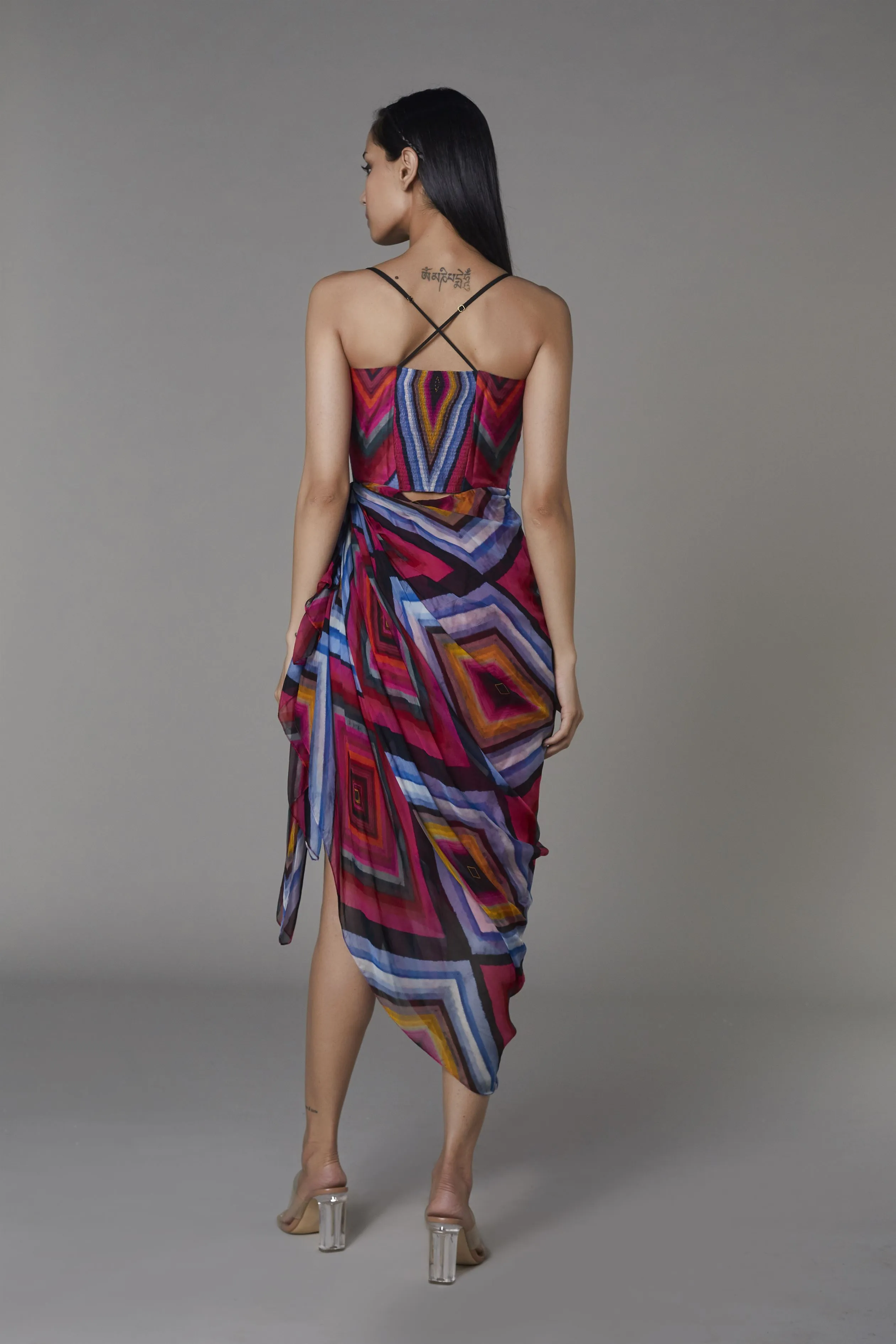 Saaksha & KinniÂ    I   Pink blue big diamond dolly dress Chiffon / Cotton Silk / Satin Pink / Blue SS22062