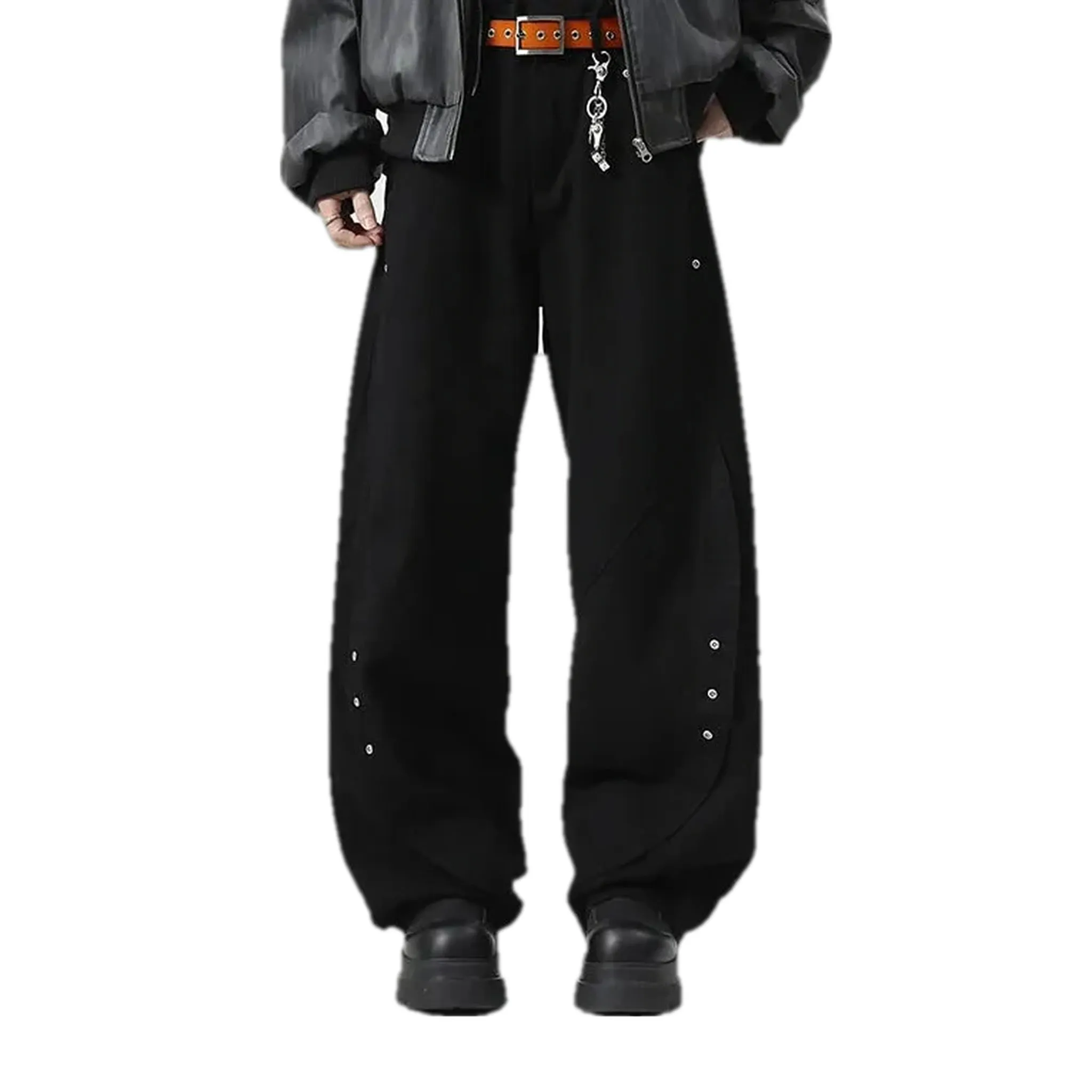 Slouchy fit with metal studs men's jean pants