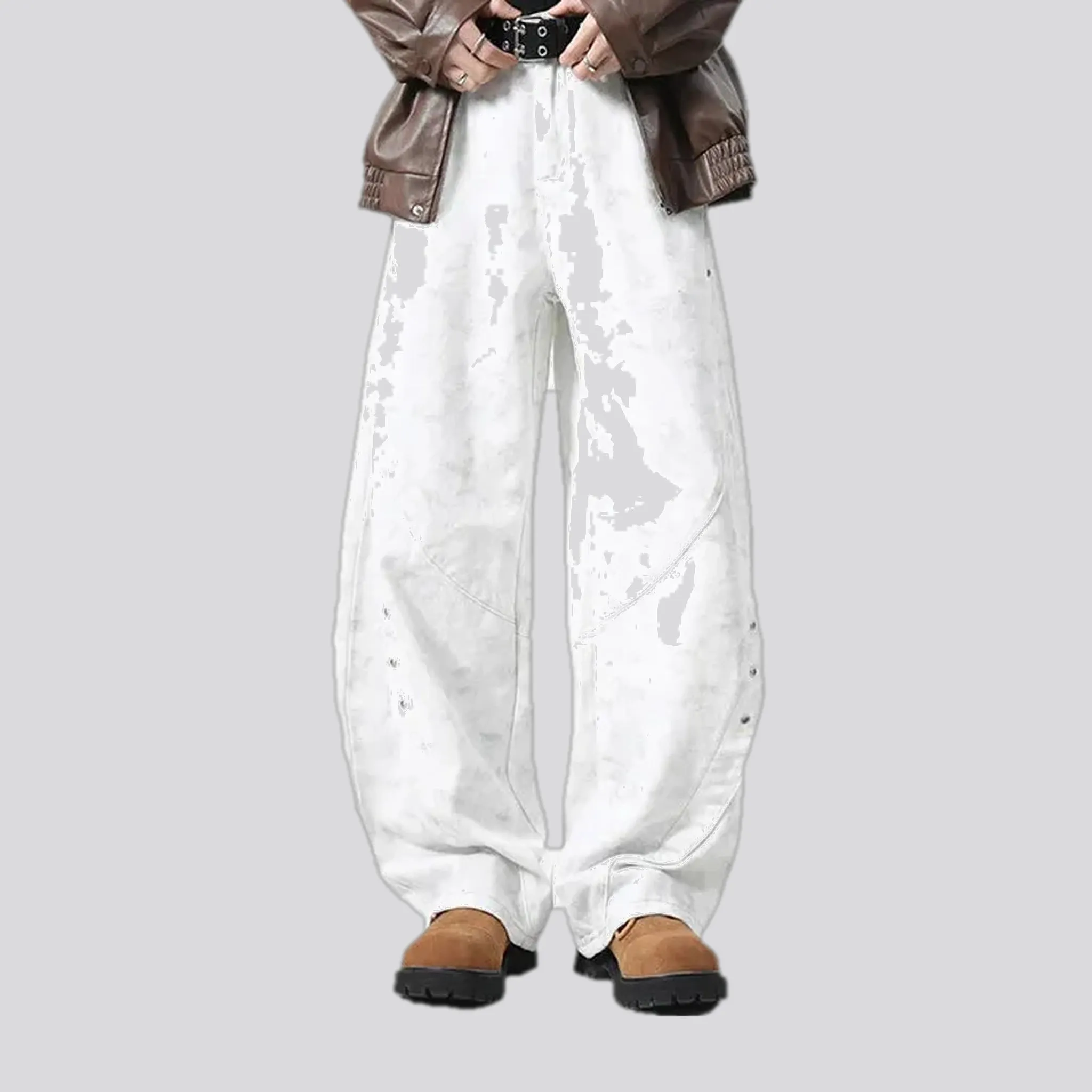 Slouchy fit with metal studs men's jean pants