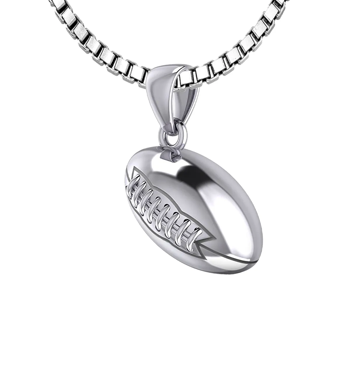 Small 925 Sterling Silver 3D Football Pendant Necklace, 17mm