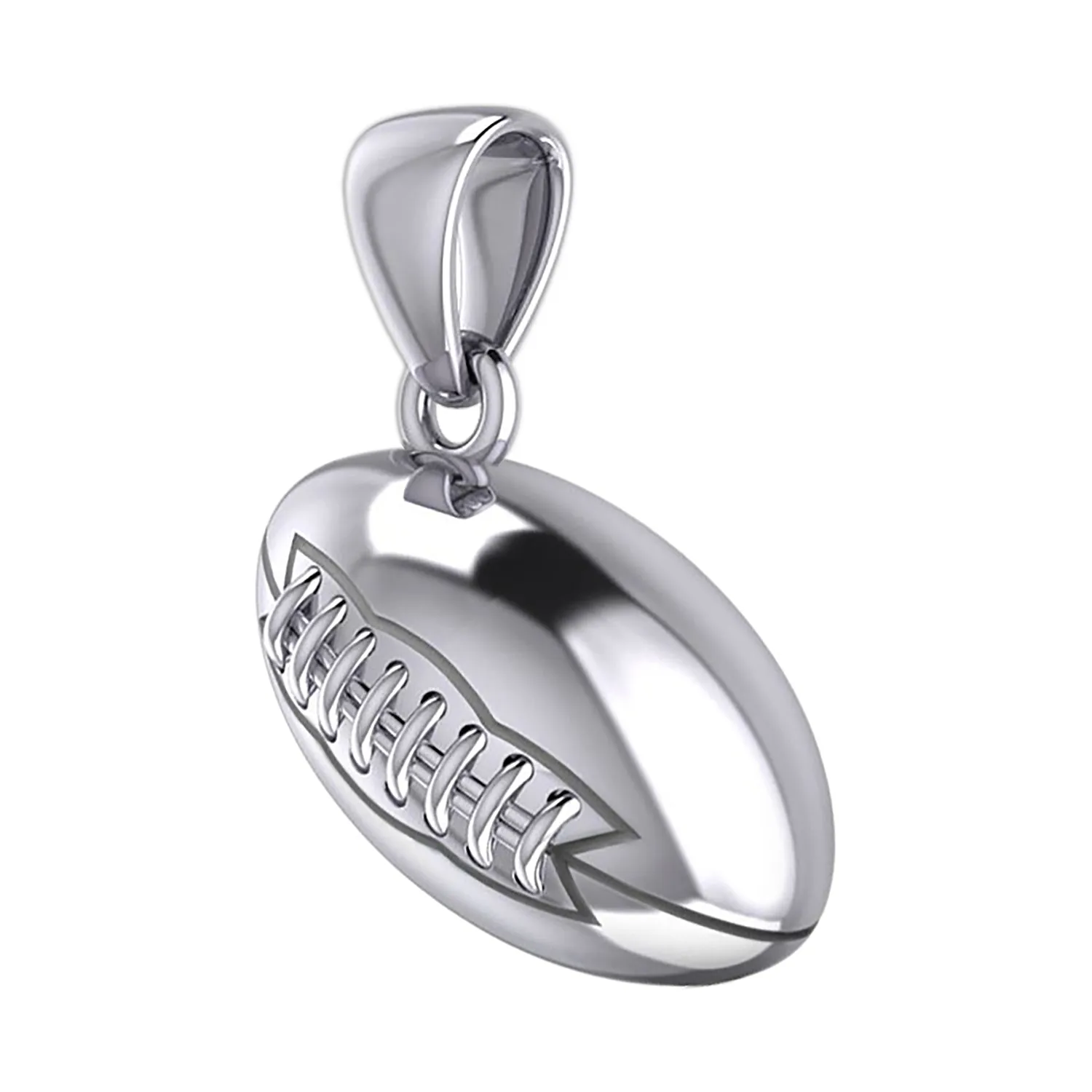 Small 925 Sterling Silver 3D Football Pendant Necklace, 17mm