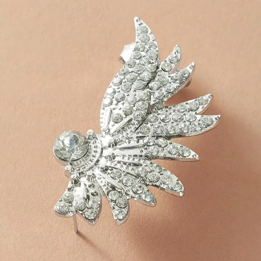 Sparkling Crystal Angel Wing Ear Clips