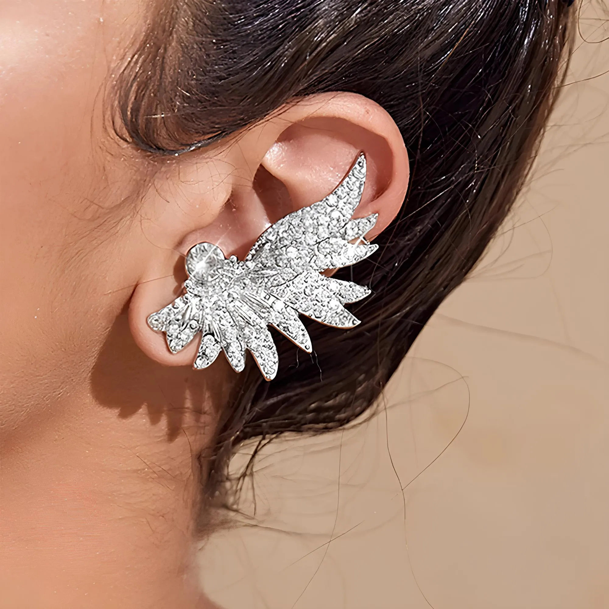 Sparkling Crystal Angel Wing Ear Clips