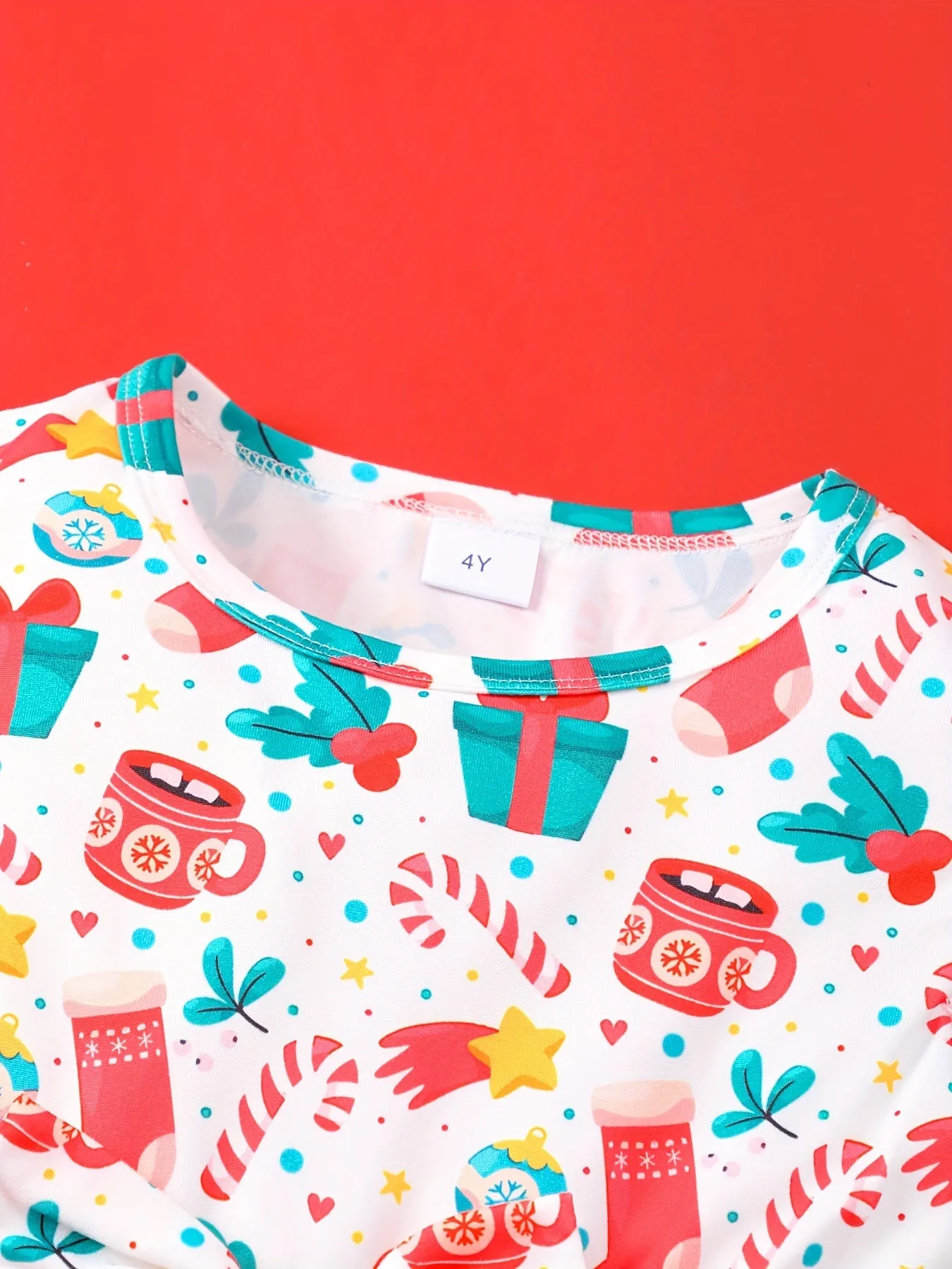 Summer Fun Girls' Flying Sleeve Christmas Printed Mesh Casual Dress