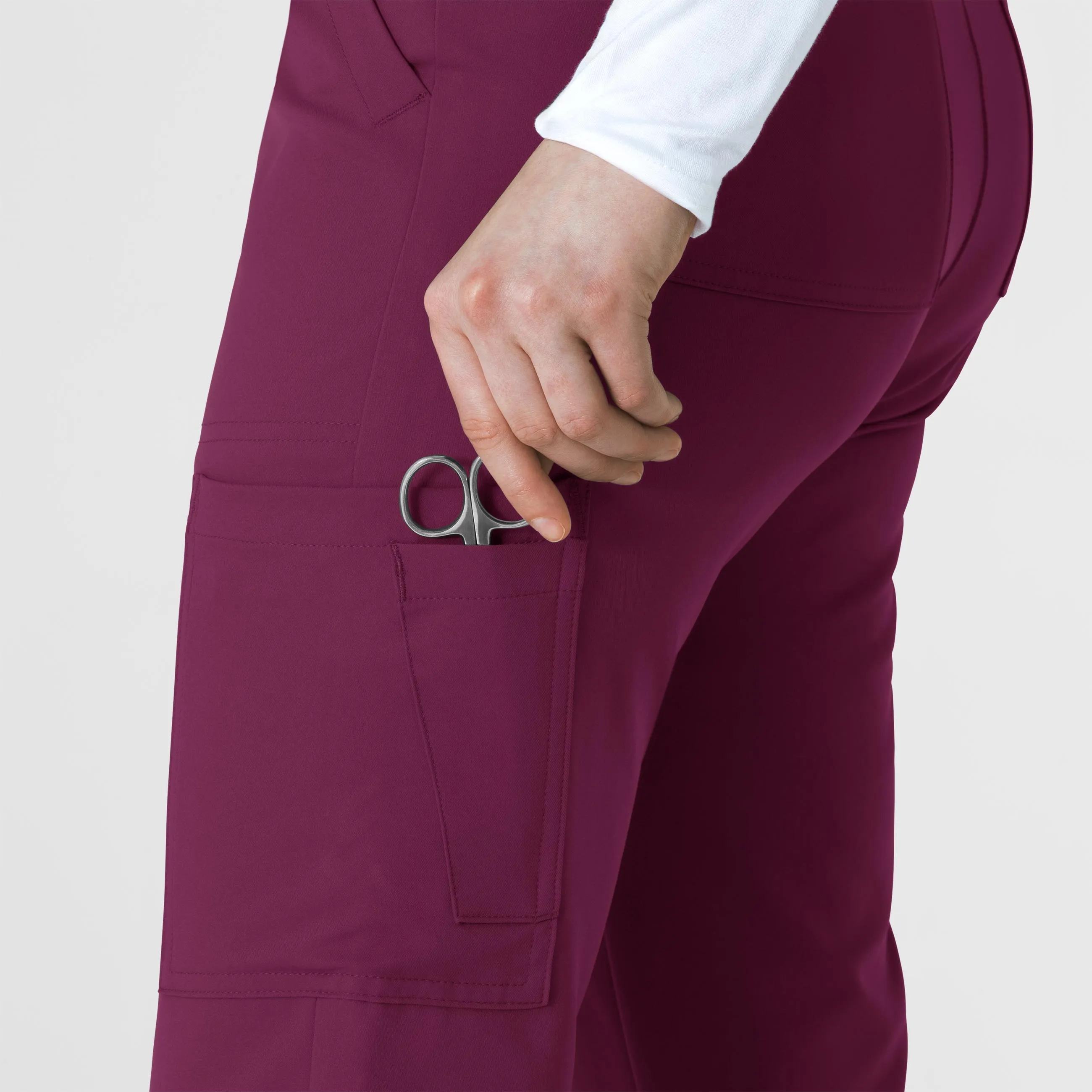 Thrive 5222 Cargo Straight Slim Leg Scrub Pants Wine