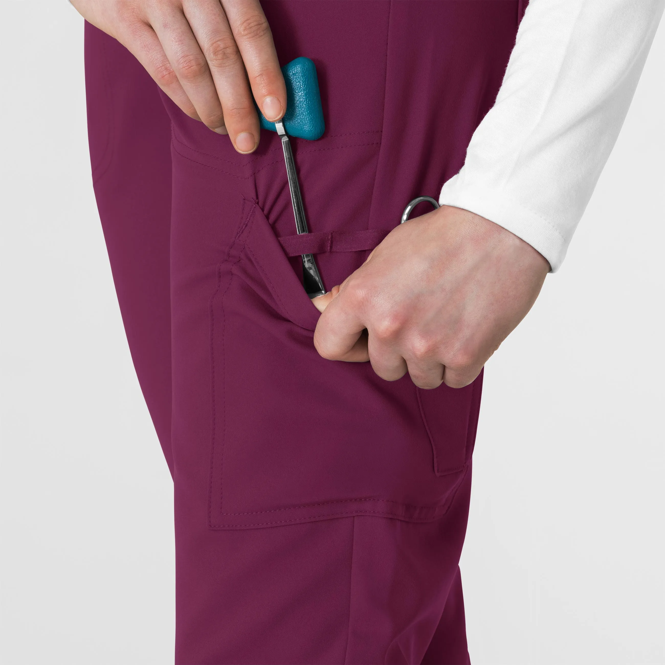 Thrive 5222 Cargo Straight Slim Leg Scrub Pants Wine