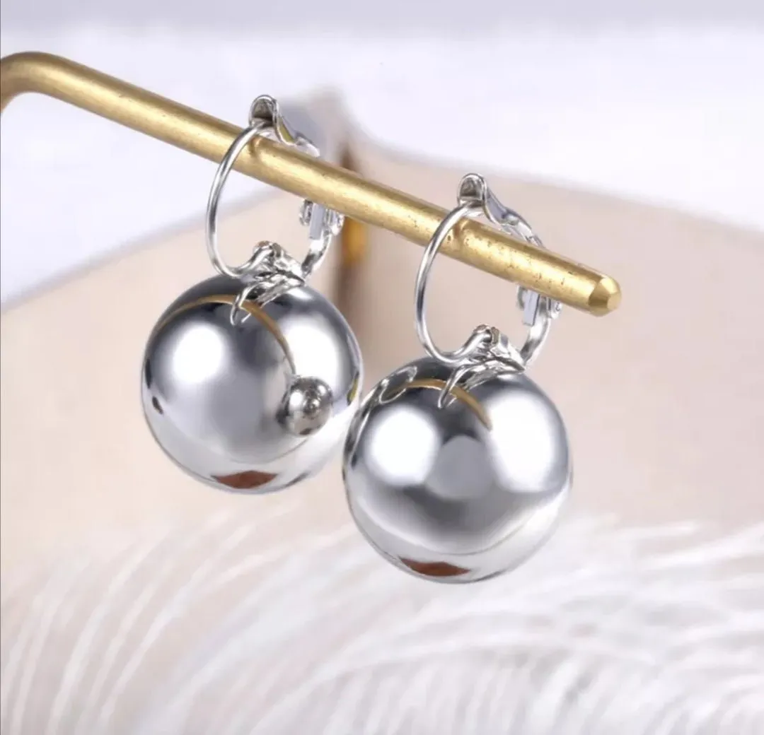 Vintage Big Round Ball Pendant Earrings Women Wedding Jewelry