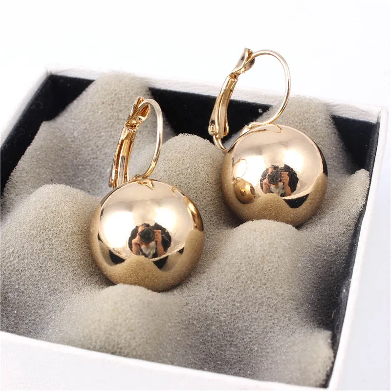 Vintage Big Round Ball Pendant Earrings Women Wedding Jewelry
