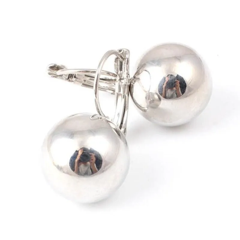 Vintage Big Round Ball Pendant Earrings Women Wedding Jewelry