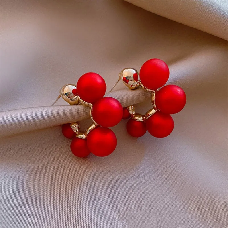 Vintage Red Angel Pearl Earrings For Women Wedding Party Jewelry