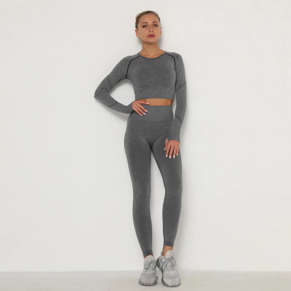 women bra sports sets running sports yoga  pants high waist textured scrunch knitted yoga sets