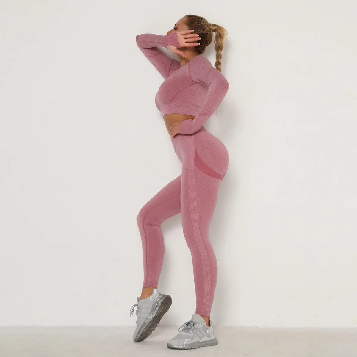 women bra sports sets running sports yoga  pants high waist textured scrunch knitted yoga sets