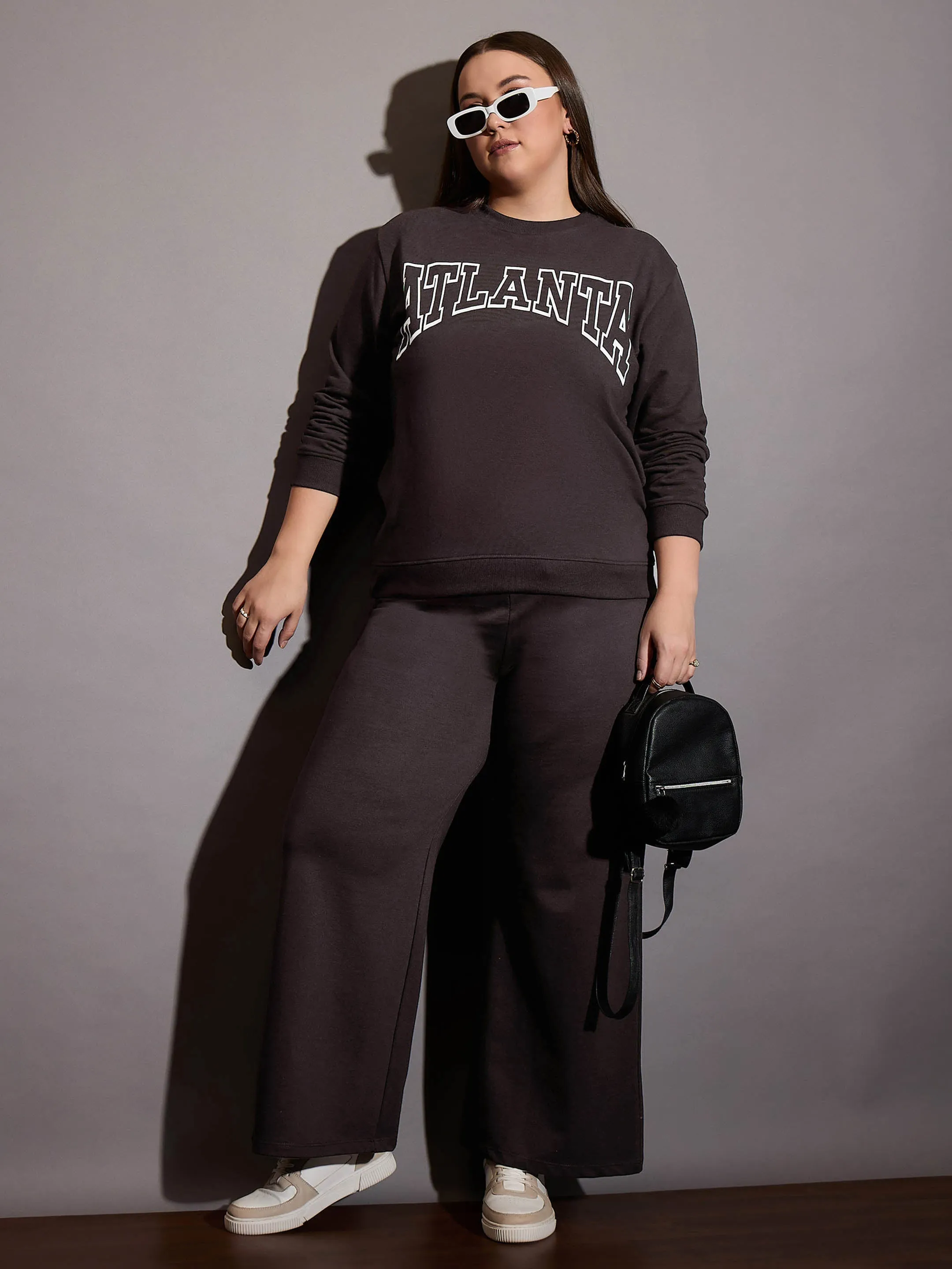 Women Coffee Brown Terry Drawstring Track Pants