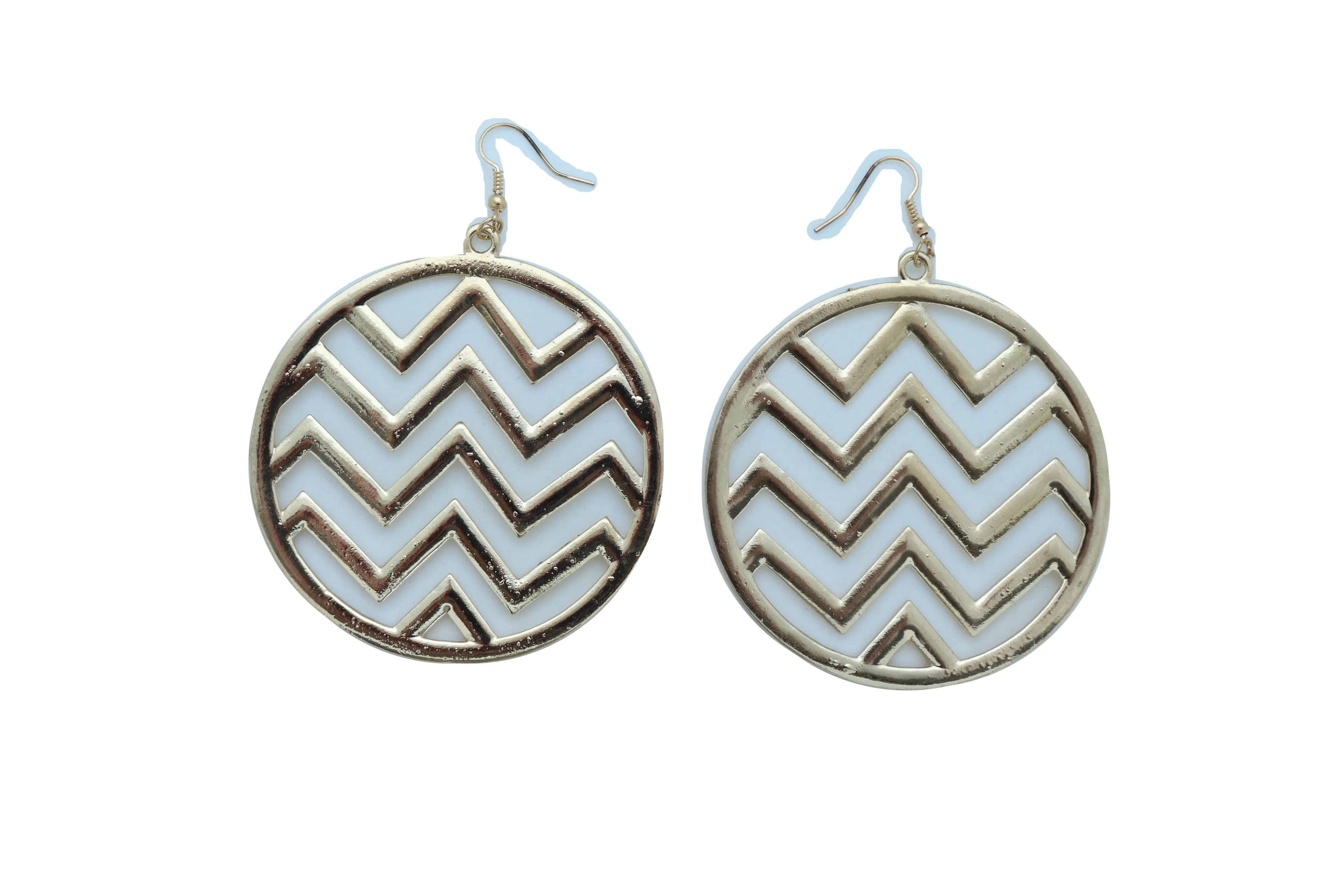 Women Geometric Round Earrings Set Fashion Gold Color Metal Chevron Hoop Jewelry