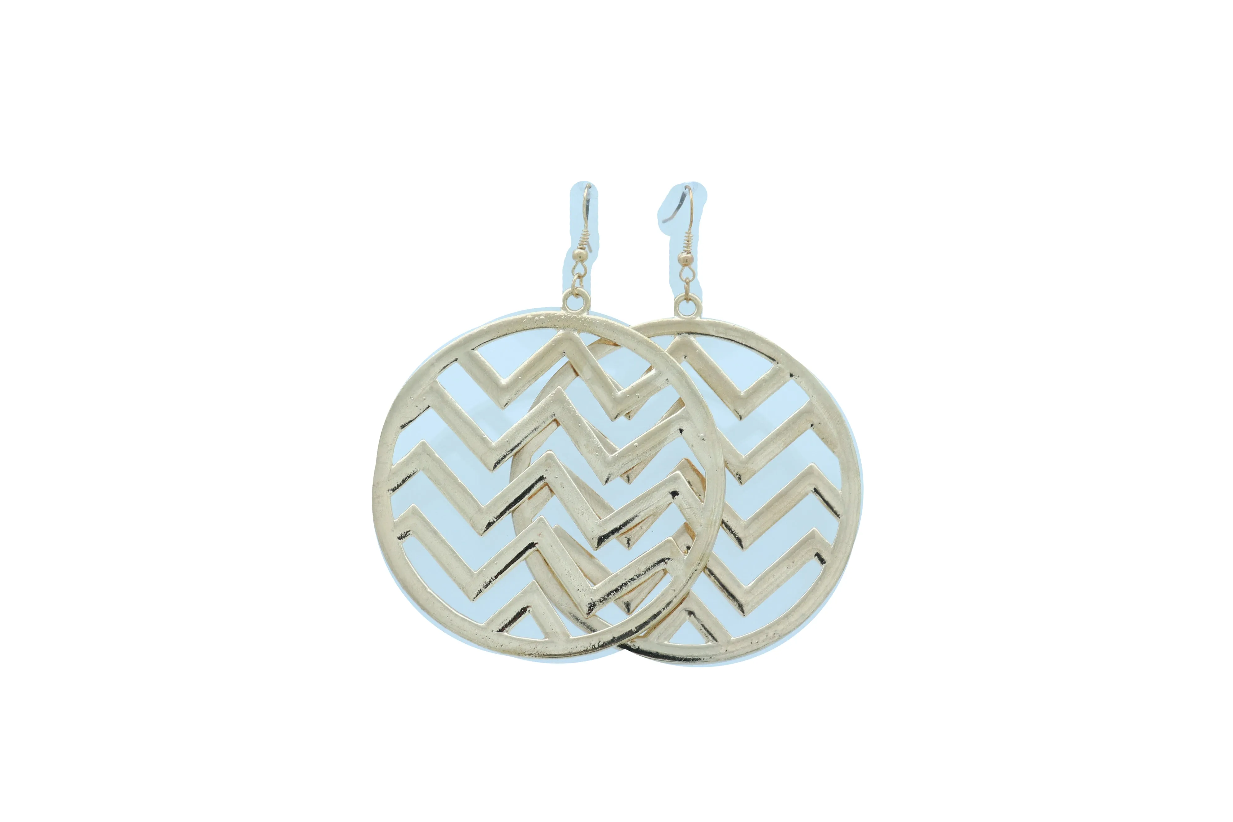 Women Geometric Round Earrings Set Fashion Gold Color Metal Chevron Hoop Jewelry