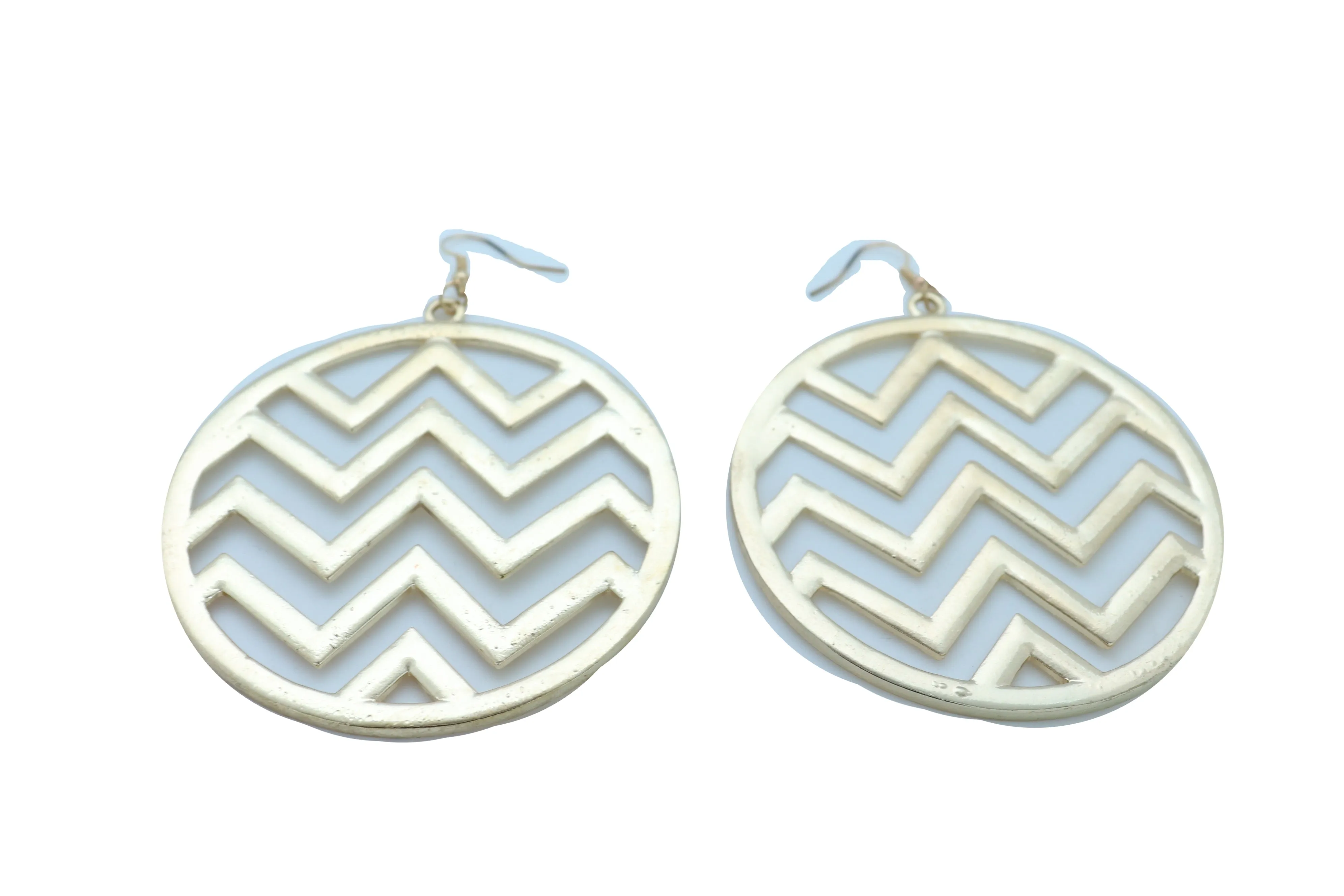 Women Geometric Round Earrings Set Fashion Gold Color Metal Chevron Hoop Jewelry