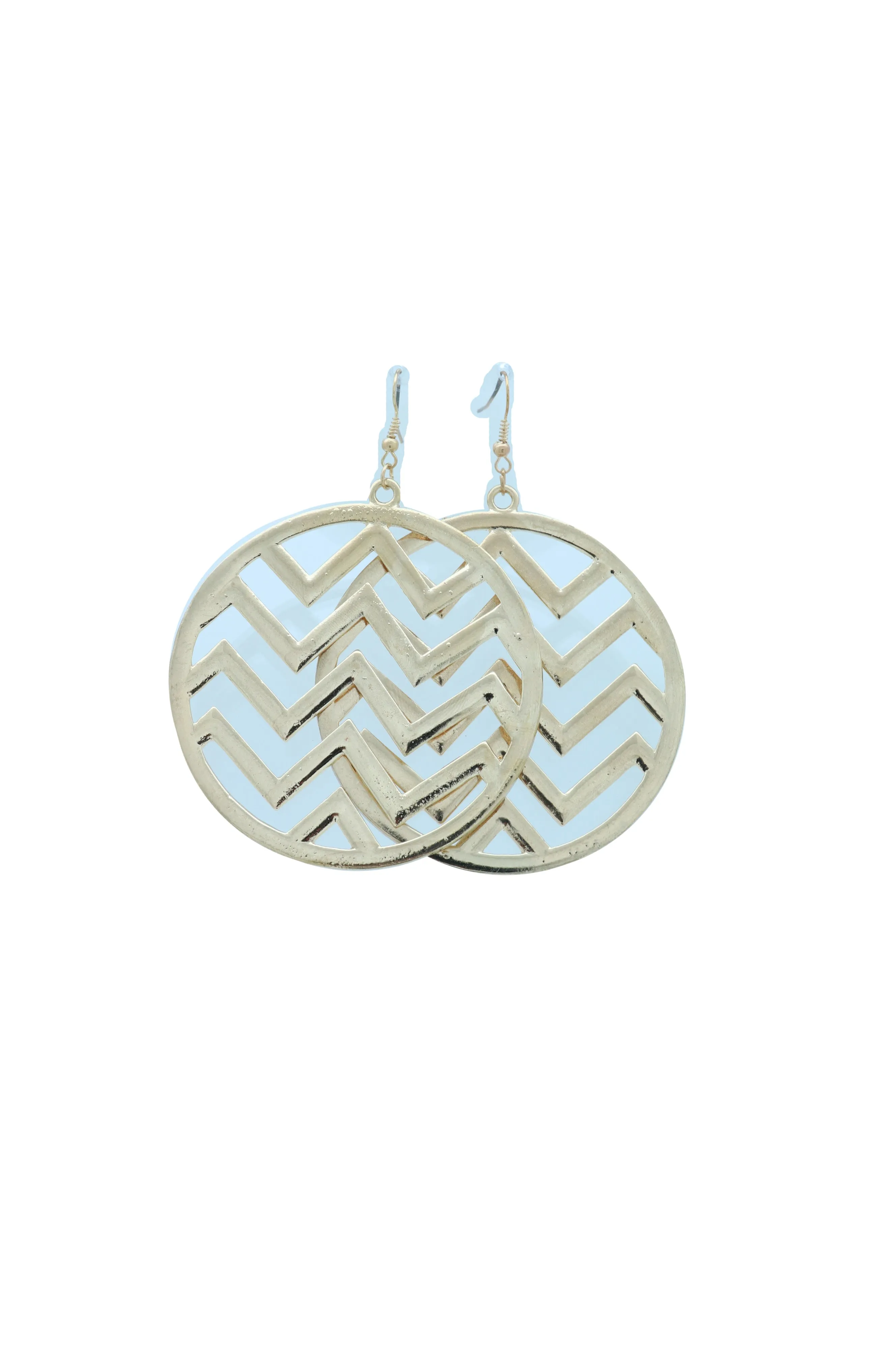 Women Geometric Round Earrings Set Fashion Gold Color Metal Chevron Hoop Jewelry