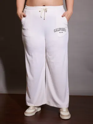 Women White CALIFORNIA Terry Track Pants
