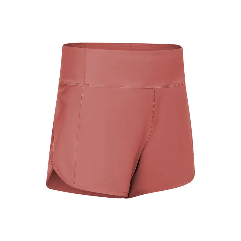 Women's 2 in 1 Running Shorts Gym Athletic Quick-Dry 4" Shorts with mesh inner layer  $ Zipper