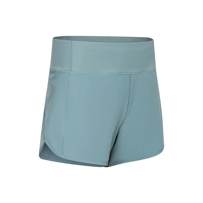 Women's 2 in 1 Running Shorts Gym Athletic Quick-Dry 4" Shorts with mesh inner layer  $ Zipper