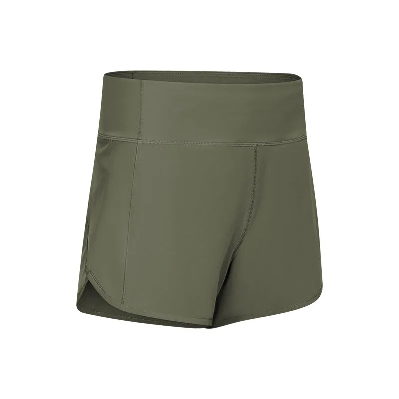 Women's 2 in 1 Running Shorts Gym Athletic Quick-Dry 4" Shorts with mesh inner layer  $ Zipper