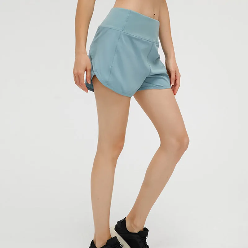Women's 2 in 1 Running Shorts Gym Athletic Quick-Dry 4" Shorts with mesh inner layer  $ Zipper