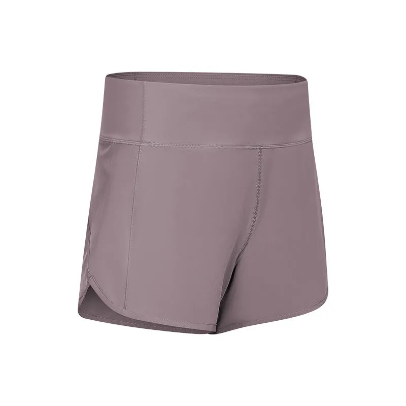 Women's 2 in 1 Running Shorts Gym Athletic Quick-Dry 4" Shorts with mesh inner layer  $ Zipper