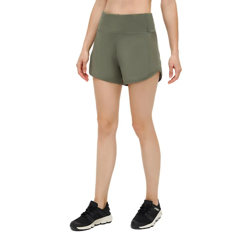 Women's 2 in 1 Running Shorts Gym Athletic Quick-Dry 4" Shorts with mesh inner layer  $ Zipper