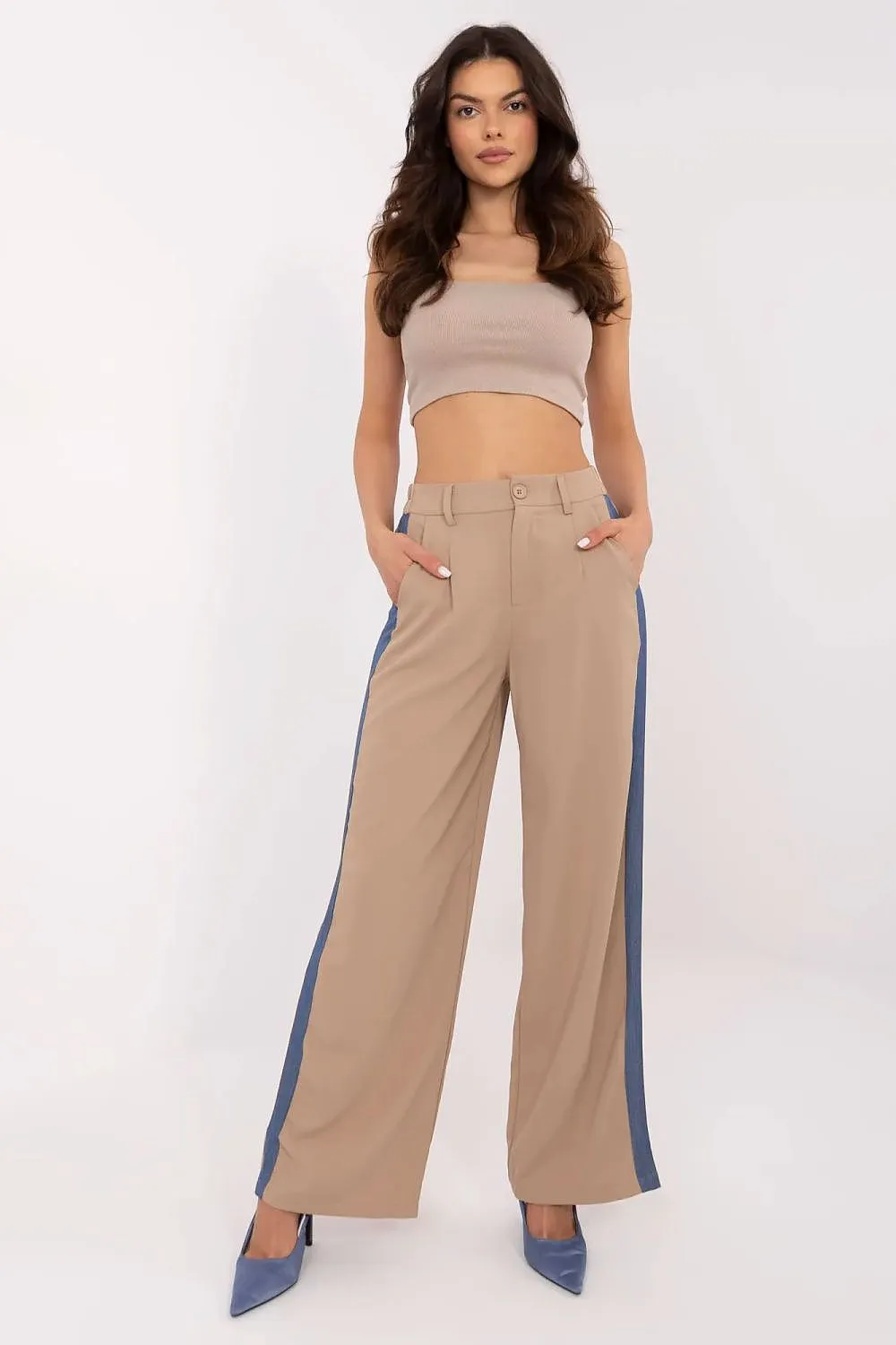 Women's casual fabric wide legs pants