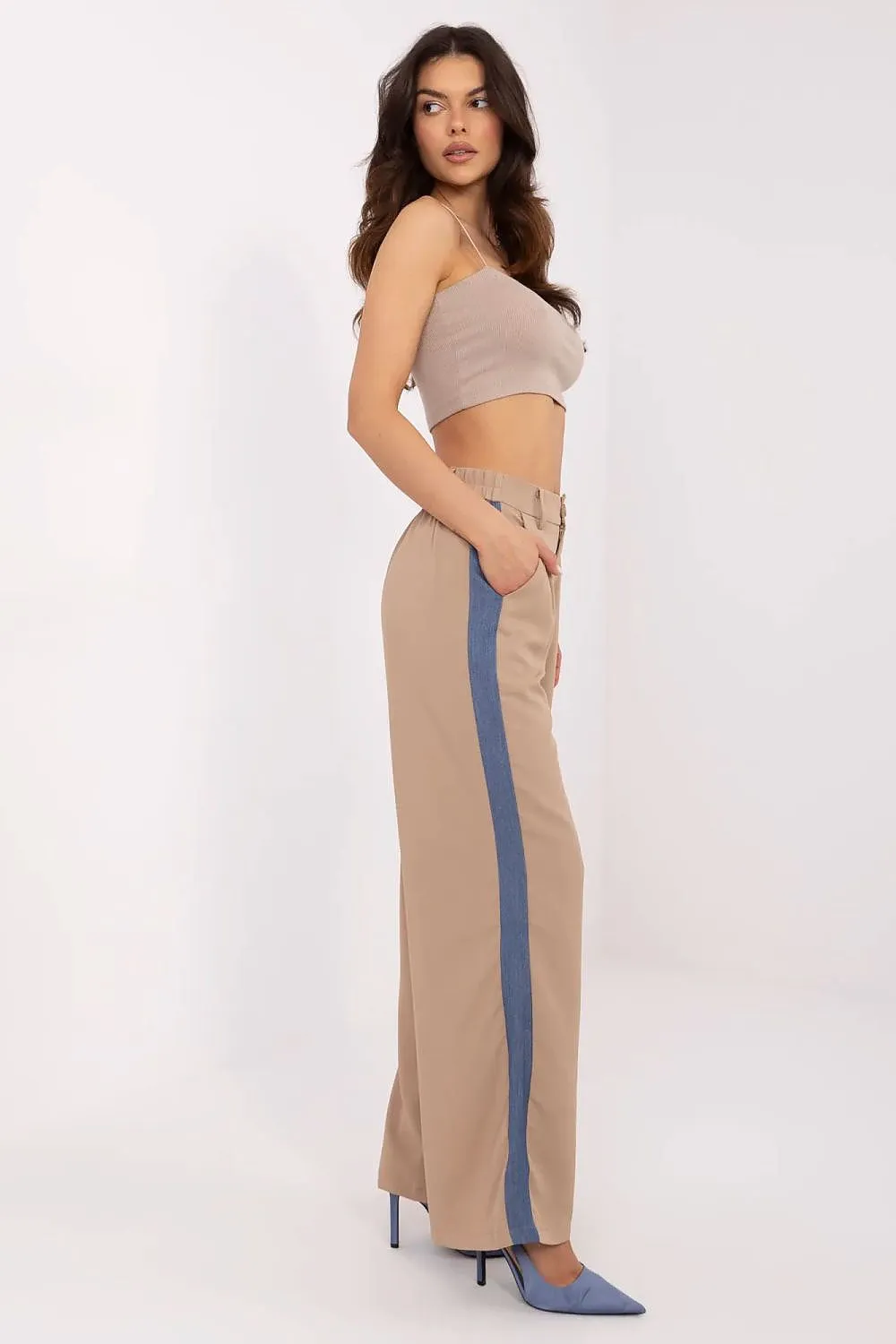 Women's casual fabric wide legs pants