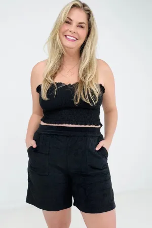 Zenana Loop Terry Elastic Waist Shorts With Pockets